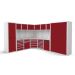  Modular Workshop Corner Kit 2 - H.2000 D.650 - Laminate Worktop - Red Fronts 