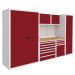  Modular Workshop Kit 5 - H.2000 W.3300 D.650 - Beech Worktop - Red Fronts 