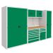  Modular Workshop Kit 5 - H.2000 W.3300 D.650 - Beech Worktop - Green Fronts 