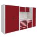  Modular Workshop Kit 5 - H.2000 W.3300 D.650 - Laminate Worktop - Red Fronts 