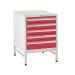 Under Bench Cabinets on Stands  5 Drawer with Stand 4x100mm, 1x150mm - Red