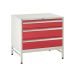 Under Bench Cabinets on Stands  3 Drawer Cabinet with Stand 1x150mm, 2x200mm - Red
