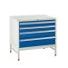 Under Bench Cabinets on Stands  4 Drawer with Stand 2x100mm, 1x150mm, 1x200mm - Blue