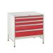 Under Bench Cabinets on Stands  4 Drawer with Stand 2x100mm, 1x150mm, 1x200mm - Red