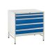 Under Bench Cabinets on Stands  4 Drawer with Stand 1x100mm, 3x150mm - Blue