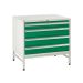 Under Bench Cabinets on Stands  4 Drawer with Stand 1x100mm, 3x150mm - Green