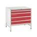 Under Bench Cabinets on Stands  4 Drawer with Stand 1x100mm, 3x150mm - Red