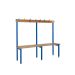 School Cloakroom Island Bench - Single Depth - Dark Blue Frame - 8 Hooks - L.1200 W.1500 D.300