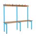 School Cloakroom Island Bench - Single Depth - Light Blue Frame - 8 Hooks - L.1200 W.1500 D.300