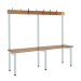 School Cloakroom Island Bench - Single Depth - Light Grey Frame - 8 Hooks - L.1200 W.1500 D.300