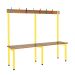 School Cloakroom Island Bench - Single Depth - Yellow Frame - 8 Hooks - L.1200 W.1500 D.300