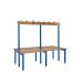 School Cloakroom Island Bench - Double Depth - Dark Blue Frame - 16 Hooks - L.1200 W.1500 D.600