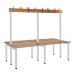 School Cloakroom Island Bench - Double Depth - Light Grey Frame - 16 Hooks - L.1200 W.1500 D.600