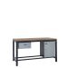 KIT A: Heavy Duty Workbench - Beech Top H.840 W.1800 D.750 - Single Drawer & Storage Cupboard - Light Grey Fronts