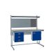 KIT D: Cantilever Workbench - Laminate Top H.840 W.1200 D.750 - Storage Cupboard, Triple Drawer Unit, 760mm Rear Support Posts, Louvre Panel & Laminate Upper Shelf - Blue Fronts