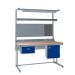 KIT E: Cantilever Workbench - Beech Top H.840 W.1800 D.750 - Single Drawer, Storage Cupboard, 1180mm Rear Support Posts, Service Duct Worktop Fitting, Light & Tool Rail Support, 3 Setting LED Light 30 Watt, Louvre Panel & Laminate Upper Shelf