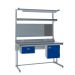 KIT E: Cantilever Workbench - Laminate Top H.840 W.1200 D.750 - Single Drawer, Storage Cupboard, 1180mm Rear Support Posts, Service Duct Worktop Fitting, Light & Tool Rail Support, 3 Setting LED Light 30 Watt, Louvre Panel & Laminate Upper Shelf