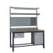 KIT E: Heavy Duty Workbench - Beech Top H.840 W.1800 D.750 - Single Drawer, Storage Cupboard, 1180mm Rear Support Posts, Service Duct Worktop Fitting, Light & Tool Rail Support, 3 Setting LED Light 40 Watt, Louvre Panel & Laminate Upper Shelf