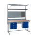 KIT F: Cantilever Workbench - Beech Top H.840 W.1800 D.750 - Storage Cupboard, Triple Drawer Unit, 1180mm Rear Support Posts, Service Duct Worktop Fitting, Light & Tool Rail Support, 3 Setting LED Light 30 Watt, Louvre Panel & Laminate Upper Shelf