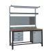 KIT F: Heavy Duty Workbench - Beech Top H.840 W.1200 D.750 - Storage Cupboard, Triple Drawer Unit, 1180mm Rear Support Posts, Service Duct Worktop Fitting, Light & Tool Rail Support, 3 Setting LED Light 40 Watt, Louvre Panel & Laminate Upper Shelf