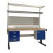 Premium Electric Height Adjustable Workbench - Beech Top H.840 W.1200 D.750mm - Storage Cupboard, Triple Drawer Unit, 1180mm Rear Support Posts, Service Duct Worktop Fitting, Light & Tool Rail Support, 3 Setting LED Light 30 Watt, Louvre Panel & Laminate 