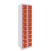  Dual USB Phone Charging Locker - H.1800 W.450 D.380mm - Solid Door - 20 Compartments - Tangelo Orange