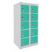  Dual USB Phone Charging Locker - H.940 W.450 D.380mm - Solid Door - 10 Compartments - Lagoon Blue
