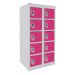  Dual USB Phone Charging Locker - H.940 W.450 D.380mm - Solid Door - 10 Compartments - Pitahaya Pink