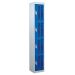 Perforated Door Locker - 4 Compartment - Dark Blue Doors - H.1800 W.300 D.300