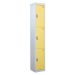 Steel Splash Locker - 3 Compartment - Yellow Doors - H.1800 W.300 D.450