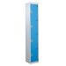 Steel Splash Locker - 4 Compartment - Light Blue Doors - H.1800 W.300 D.450