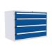  Euroslide 4 Drawer - 1x150mm, 3x200mm - H.825 W.1200 D.650 - Blue