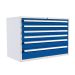  Euroslide 6 Drawer - 4x100mm, 1x150mm, 1x200mm - H.825 W.1200 D.650 - Blue
