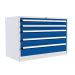  Euroslide 5 Drawer - 2x100mm, 2x150mm, 1x200mm - H.825 W.1200 D.650 - Blue