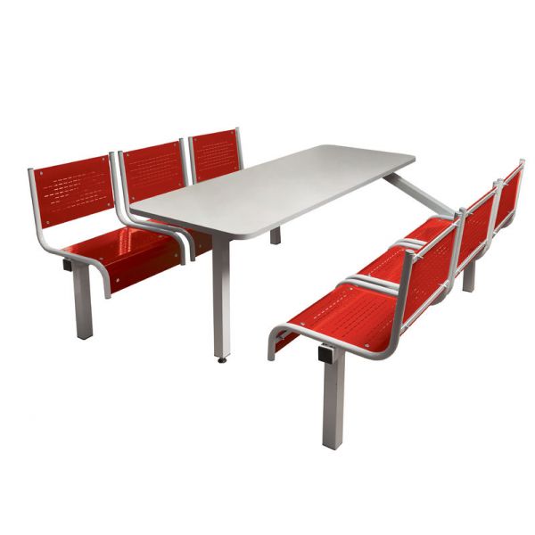 6 Seater Single Entry Premium Canteen Furniture - Red Seats