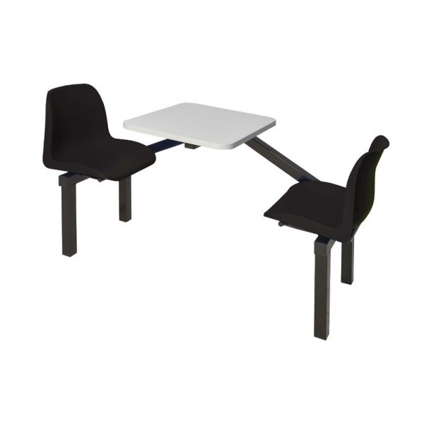 2 Seater Single Entry Canteen Furniture - Black Seats