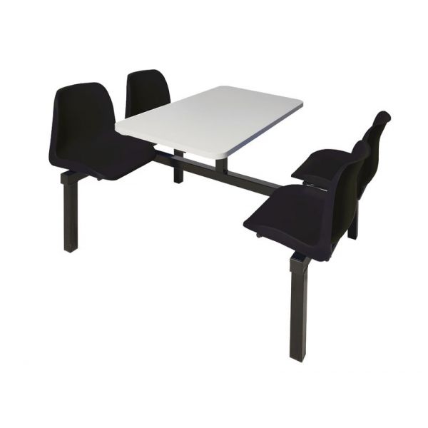 4 Seater Double Entry Canteen Furniture - Black Seats