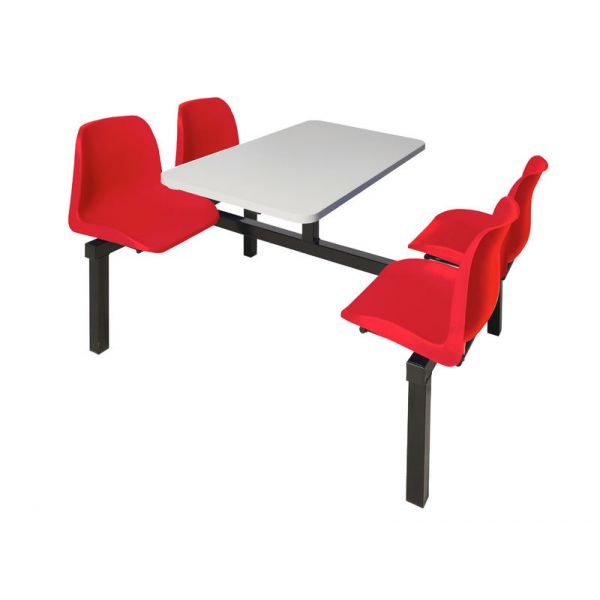 4 Seater Double Entry Canteen Furniture - Red Seats