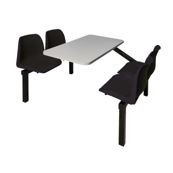 4 Seater Single Entry Canteen Furniture - Black Seats