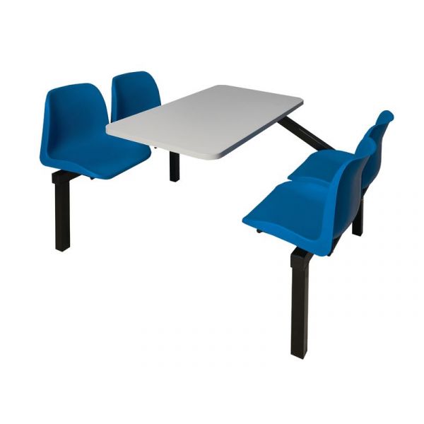 4 Seater Single Entry Canteen Furniture - Blue Seats