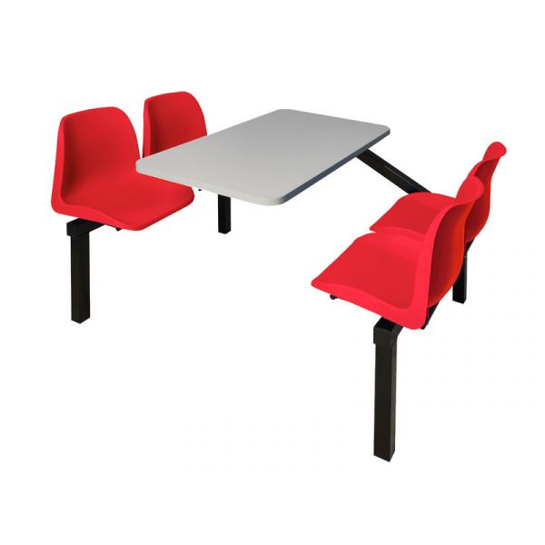 4 Seater Single Entry Canteen Furniture - Red Seats