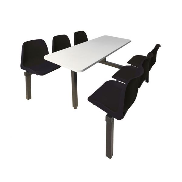 6 Seater Double Entry Canteen Furniture - Black Seats