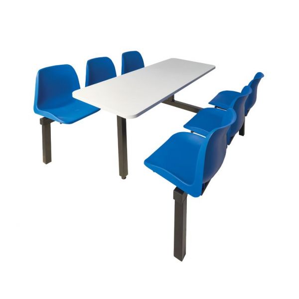 6 Seater Double Entry Canteen Furniture - Blue Seats