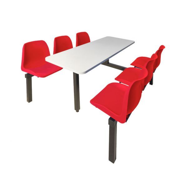 6 Seater Double Entry Canteen Furniture - Red Seats