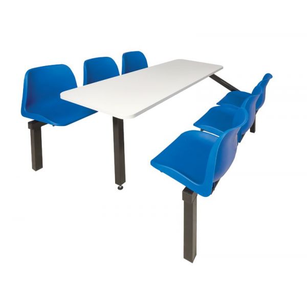6 Seater Single Entry Canteen Furniture - Blue Seats