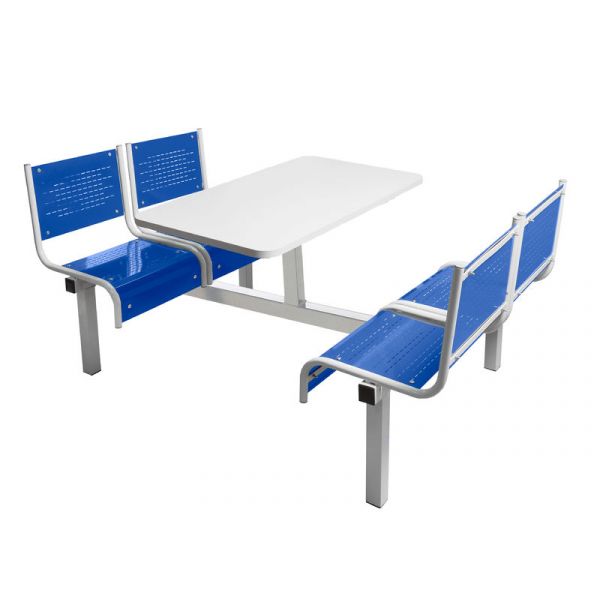 4 Seater Double Entry Premium Canteen Furniture - Blue Seats