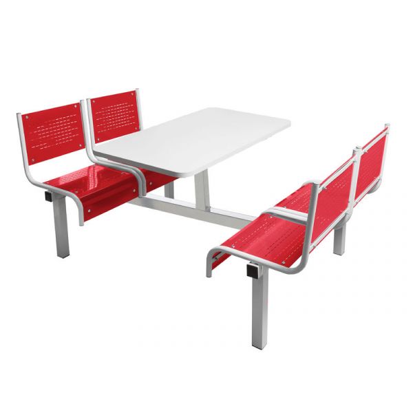 4 Seater Double Entry Premium Canteen Furniture - Red Seats