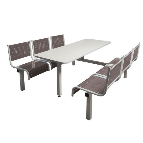 6 Seater Double Entry Premium Canteen Furniture - Grey Seats