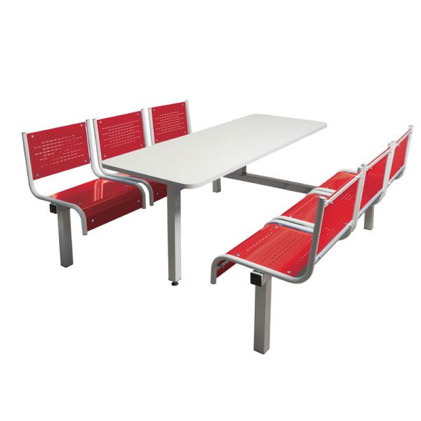 6 Seater Double Entry Premium Canteen Furniture - Red Seats