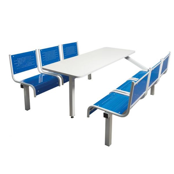6 Seater Single Entry Premium Canteen Furniture - Blue Seats